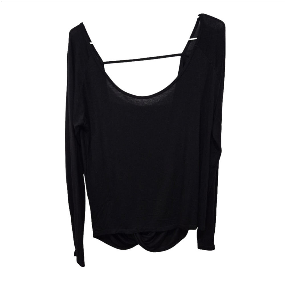 ZYIA Active Namaste Black Open Back Long Sleeve Top